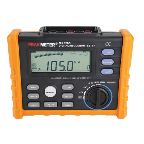 PEAKMETER PM5205 Digital Insulation Tester 500x500 - تستر مقاومت عایقی دیجیتال پیک متر مدل MS5205